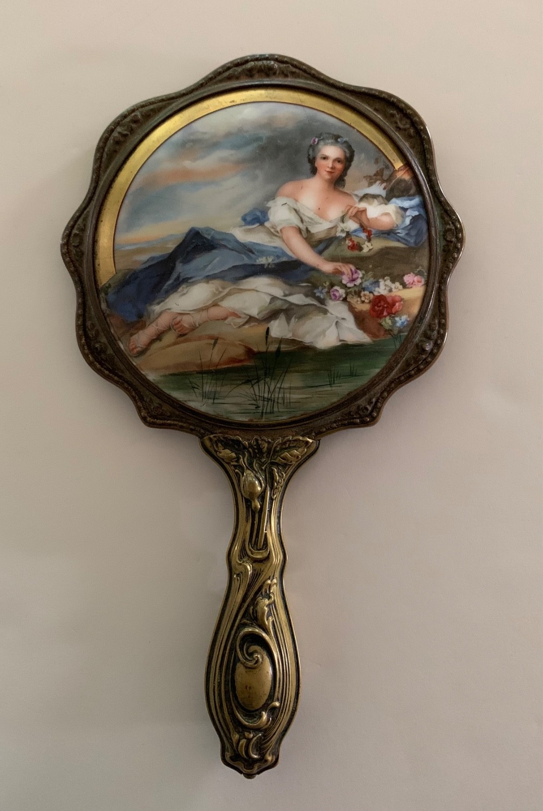 Royal Vienna Portrait Henriette de France Hand Painted Porcelain Vanity Mirror