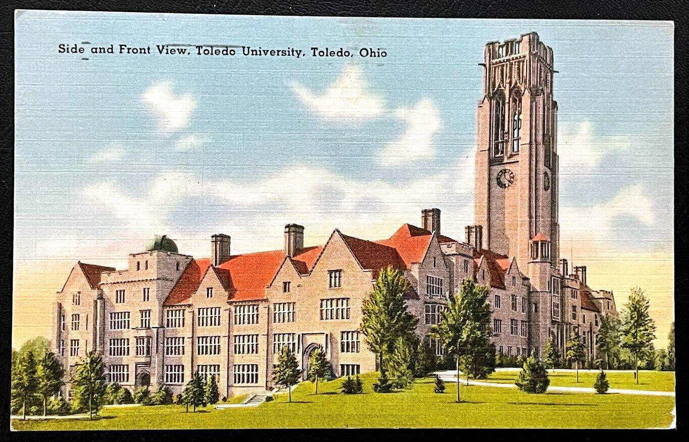 Toledo Ohio University College 1949 Postmarked Linen Picture Mail Postcard