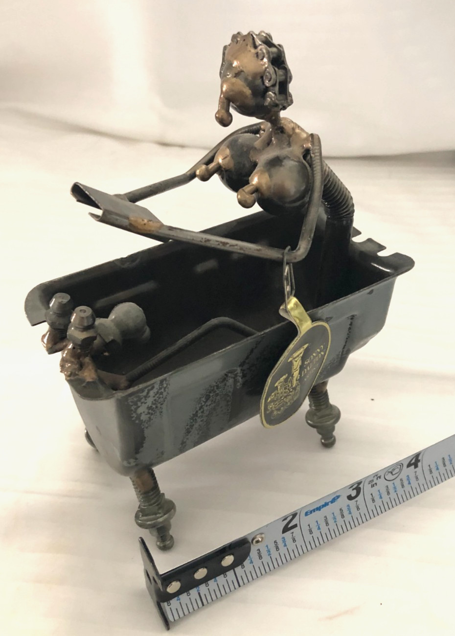 Sonny Dalton Sculpture Woman In Bathtub Reading Book Metal Figurine 6\