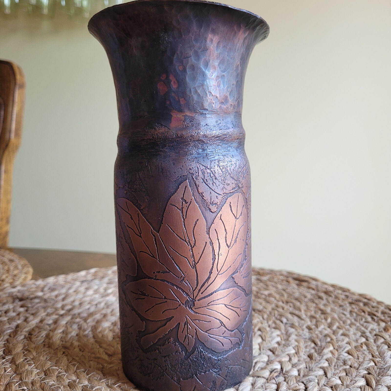 Trench Art Vase Wolfsburg Castle Germany Flared Hammered German ? WW2 Trench Art Vase Wolfsburg Castle Germany Flared Hammered German ? WW2