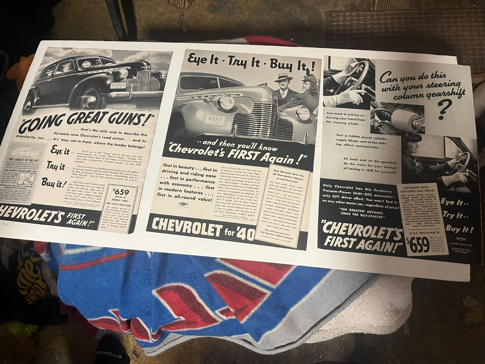 Original 1940's Chevrolet Car Ads Lot