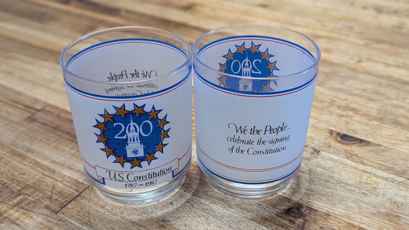 Vintage Libbey Glass Tumblers 1987 US Constitution 200th Anniversary Cups