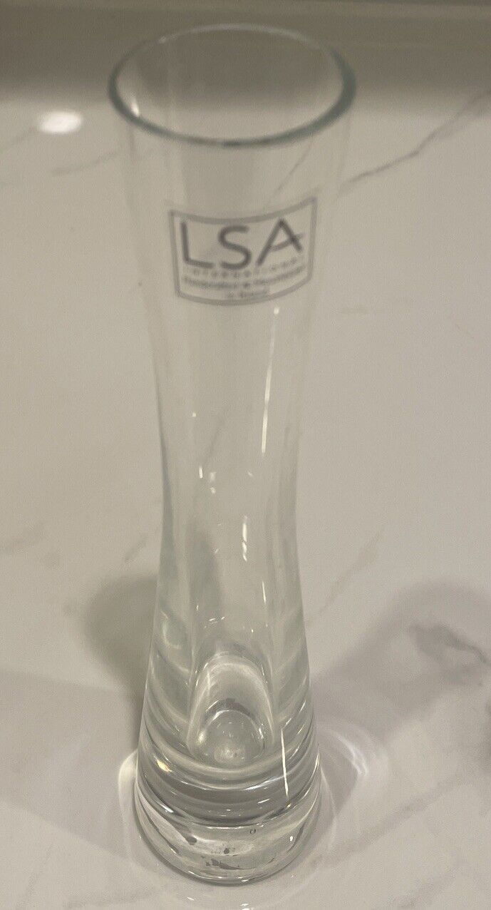 LSA International Clear 8” Tall Glass Bud Vase, Made in Poland