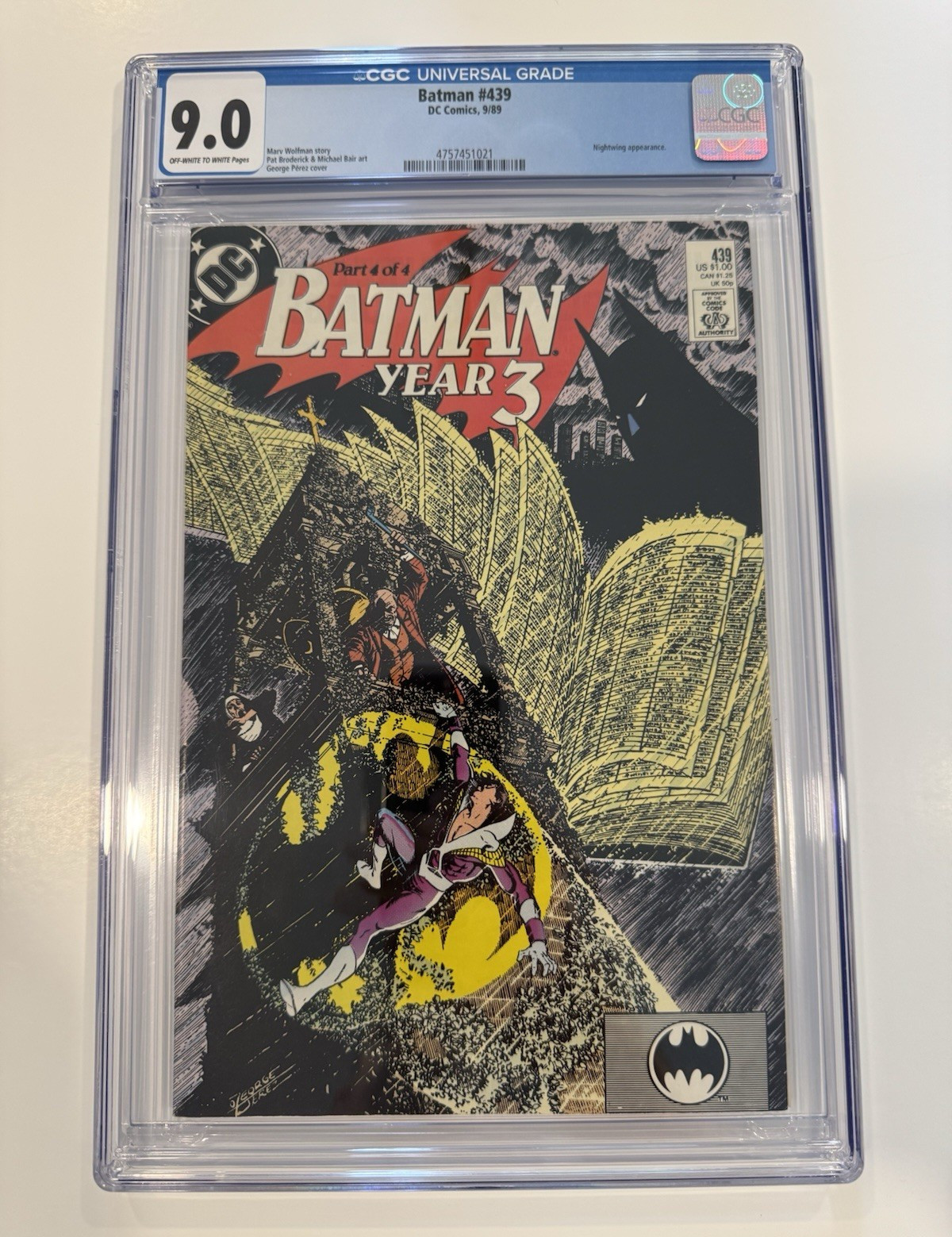 Batman #439 CGC 9.0 (1989) Year Three Part 4 Nightwing George Perez DC