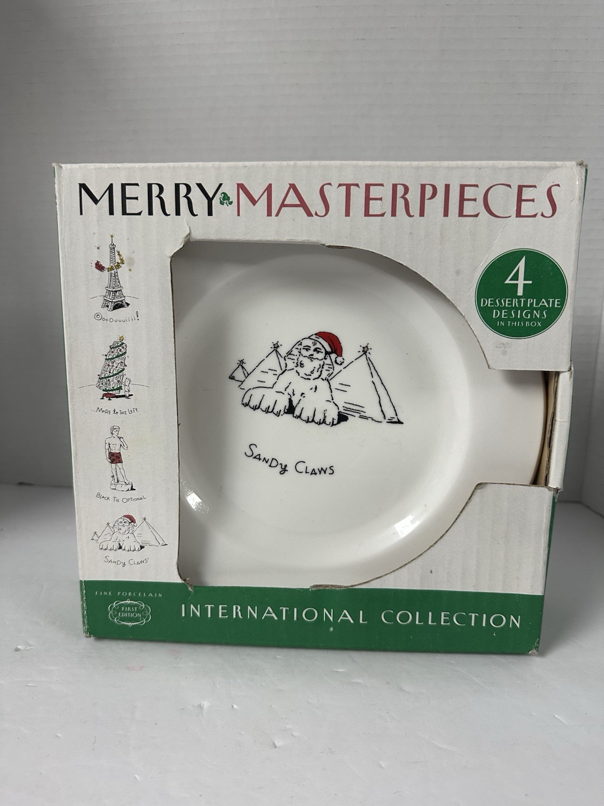 Merry Masterpieces International Collection Christmas 4 Dessert Plates - NEW Vtg