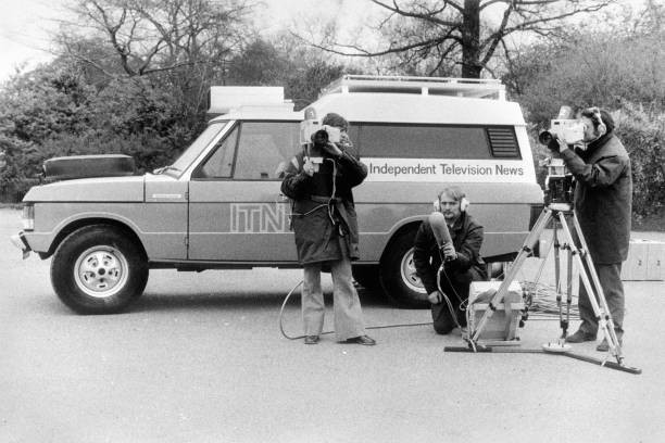 An Itn Outside Broadcast Crew Action Unloading Equipment Their Ran- 1973 Photo