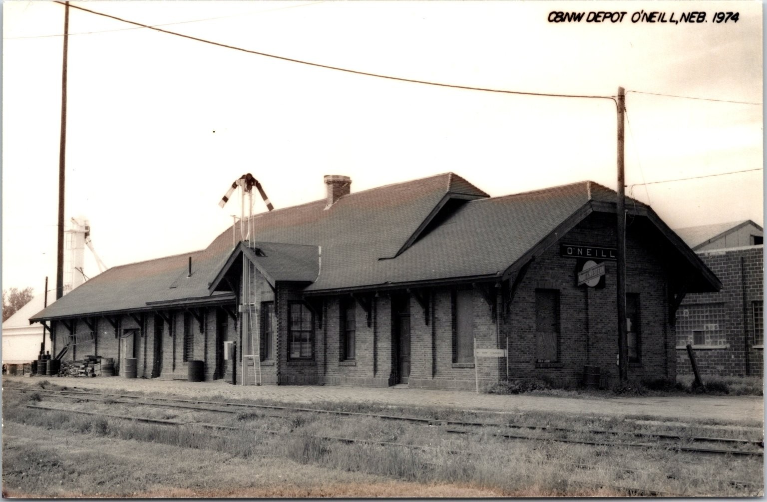 Vintage 1974 O\'Neill Nebraska NE Train Depot Black & White Postcard