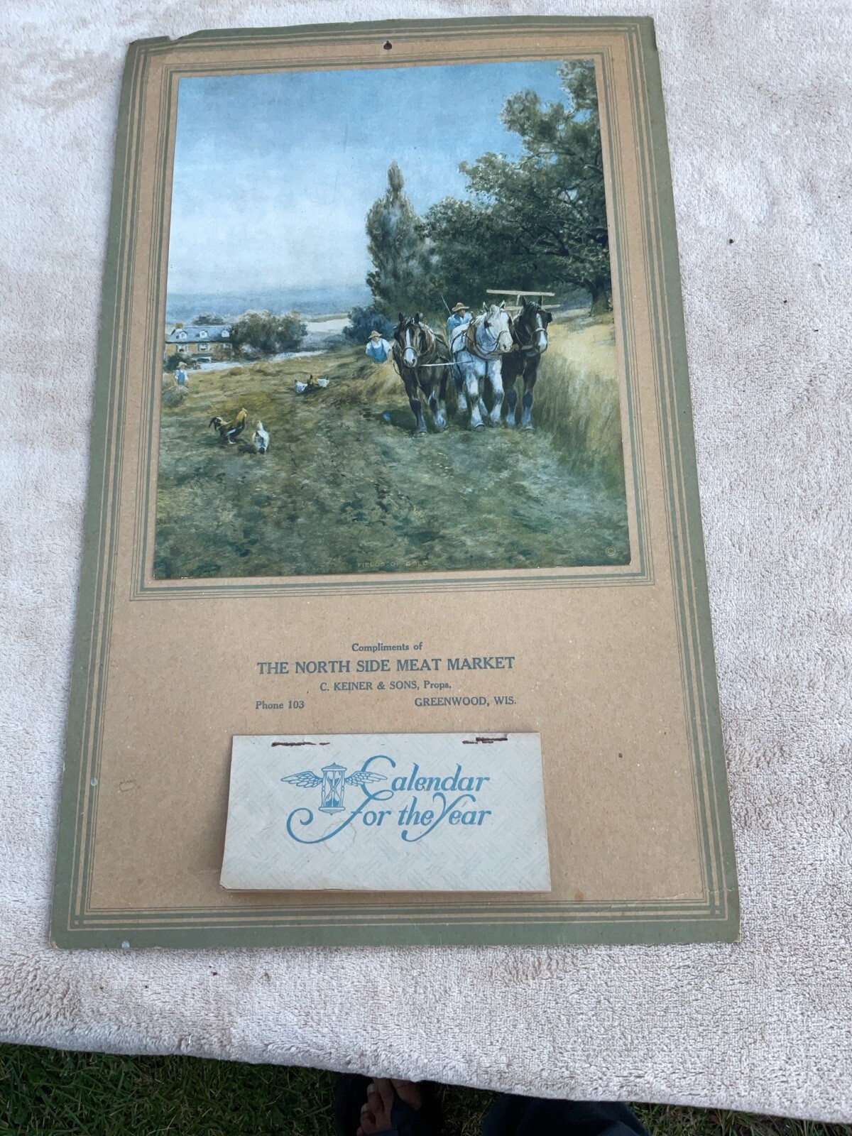 VINTAGE 1926 ADVERTISING CALENDAR GREENWOOD, WISCONSIN