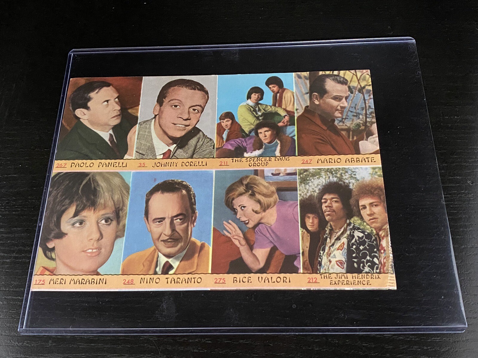 1968 Panini Cantanti Uncut Sheet The Jimi Hendrix Experience Rare 8 Cards Italy 1968 Panini Cantanti Uncut Sheet The Jimi Hendrix Experience Rare 8 Cards Italy