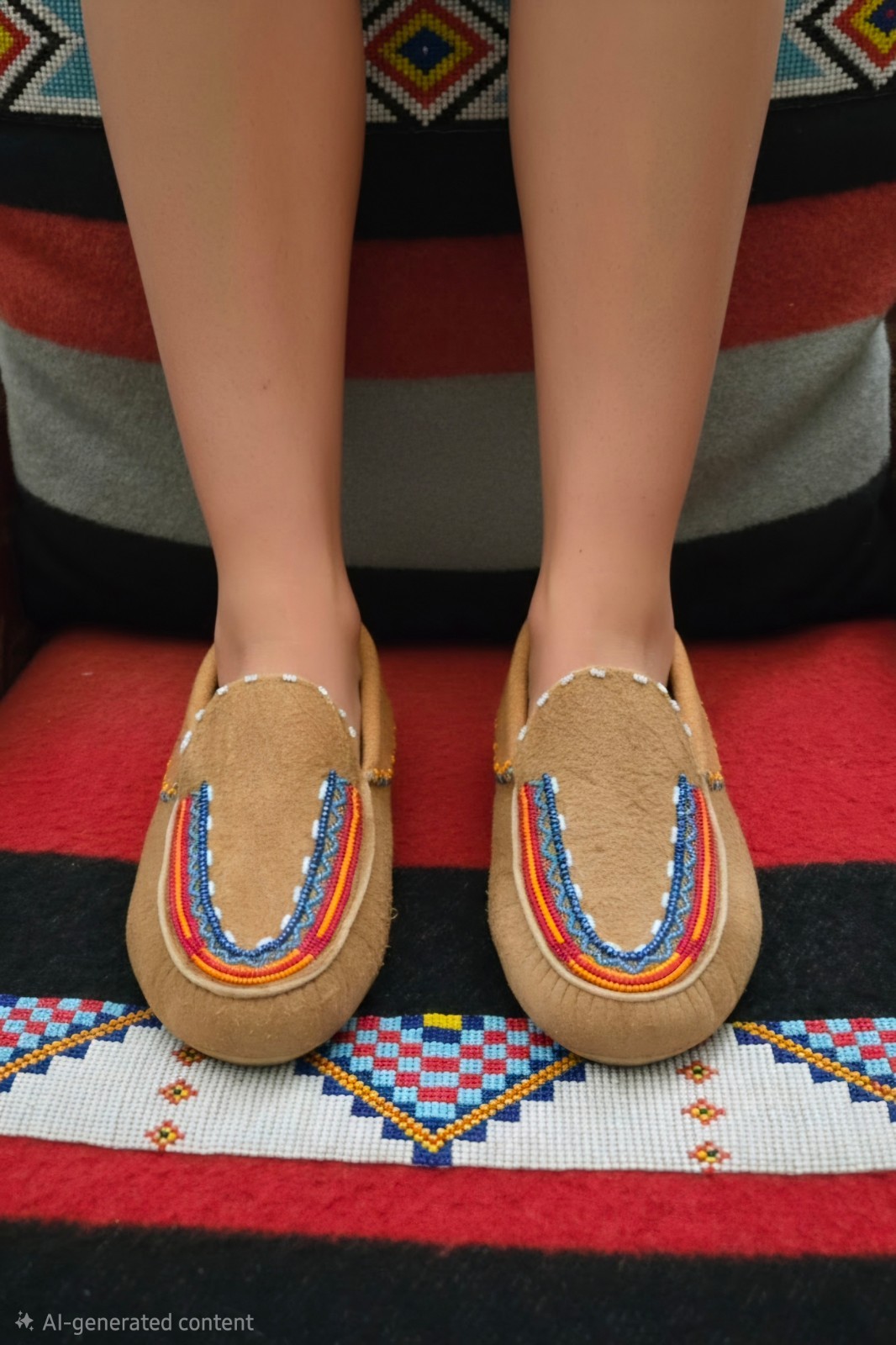 Vintage 1970\'s Native American Beaded  Moccasins #1