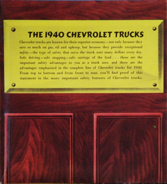1940 Chevrolet Truck Sales Brochure Reproduction