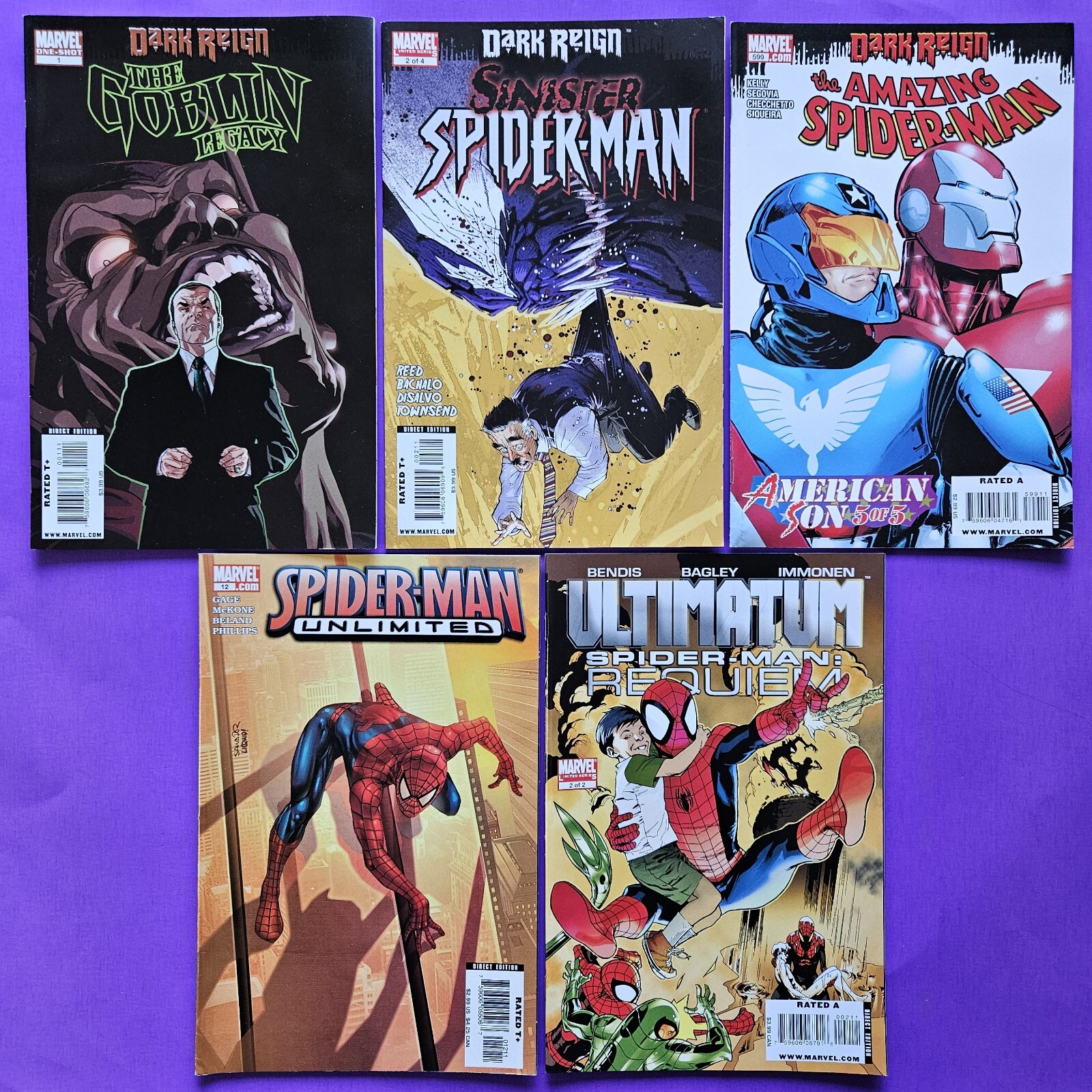 NEW UNREAD Lot Of 5 SPIDER-MAN Comic Books 2006-2010 VF AMAZING 599 631 UNLIM 12