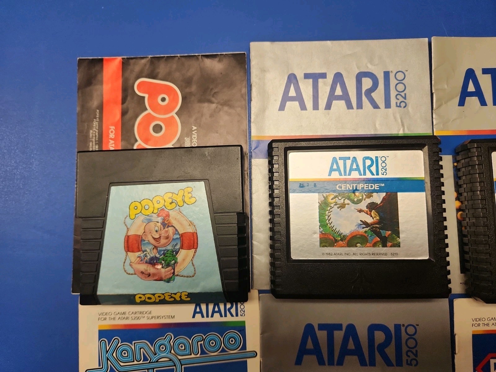 LOT of 6  Atari 5200 Games,Kangaroo,Qix,Vanguard,Popeye,Centipede and Pac-Man 