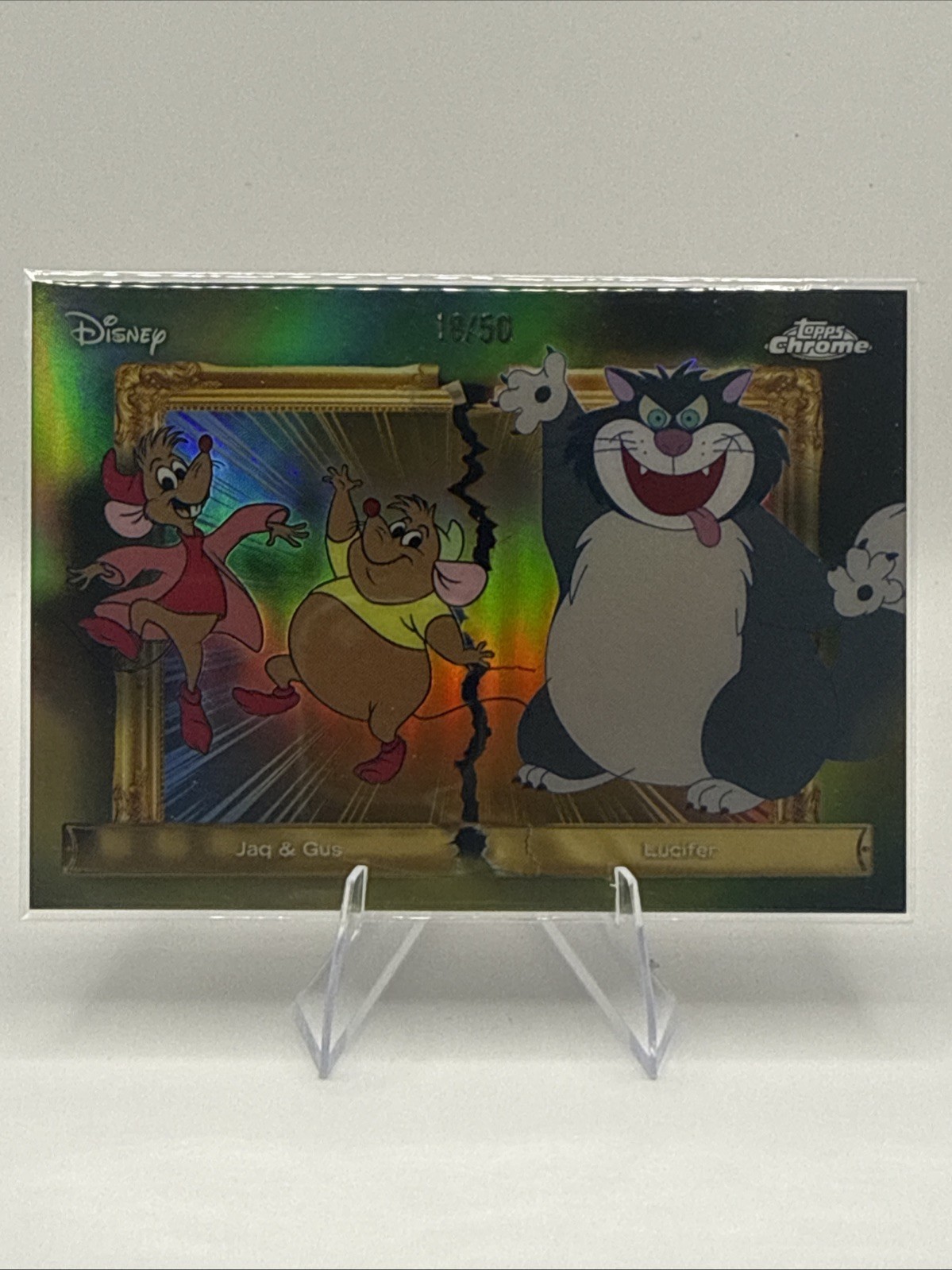 2026 Topps Disney Neon Jaq & Gus Lucifer Family First Rivals Gold /50