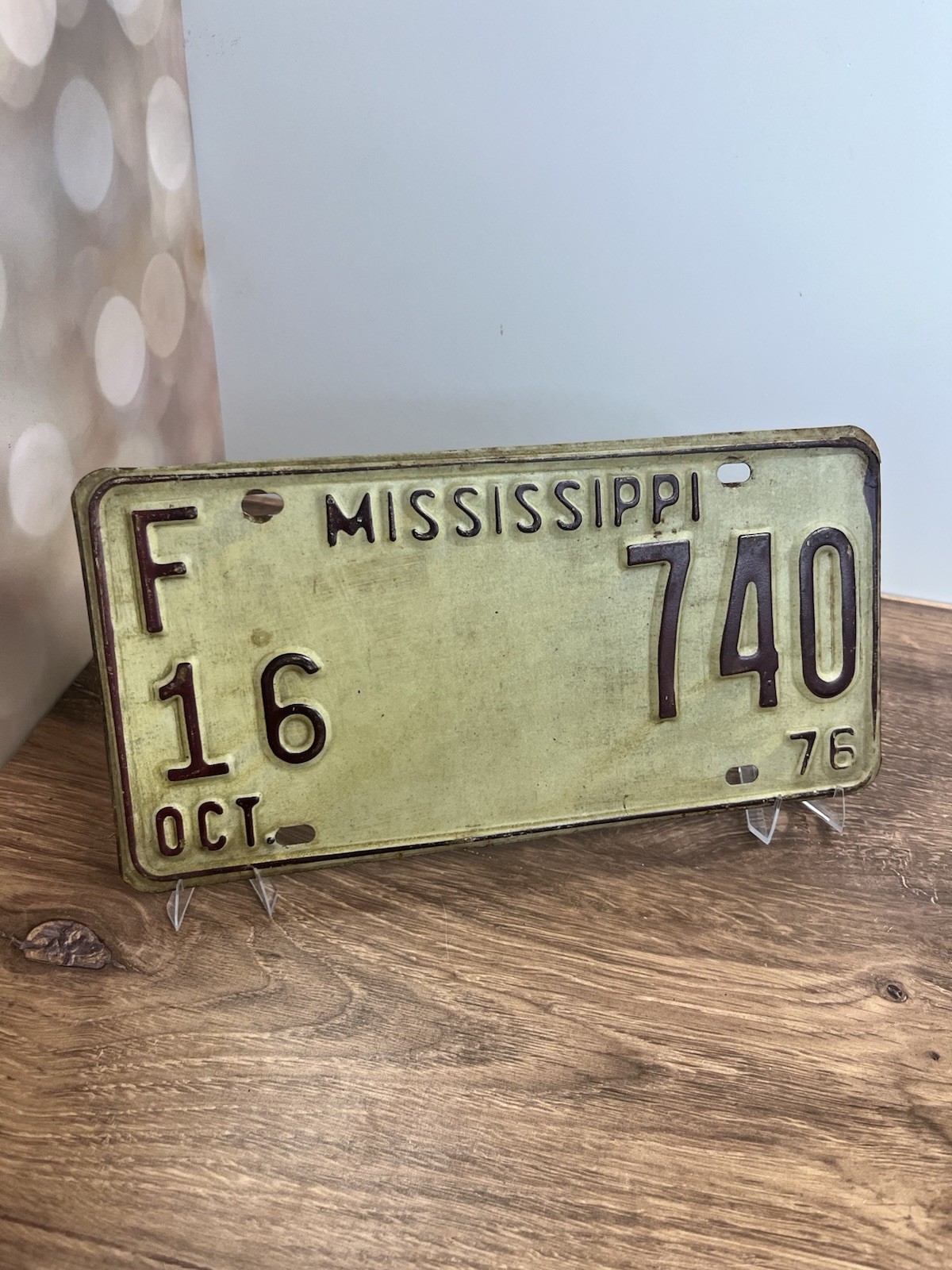Vintage 1976 Mississippi License Plate (F16 740) Oct-1976