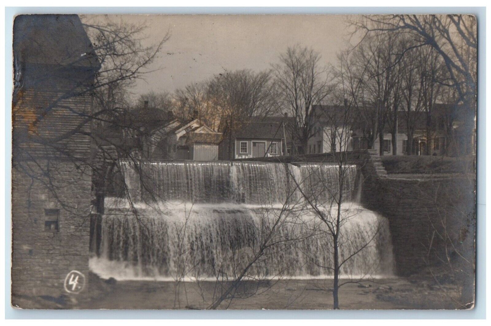 1907 View Of Falls Dam Waterfall Remsen New York NY RPPC Photo Antique Postcard