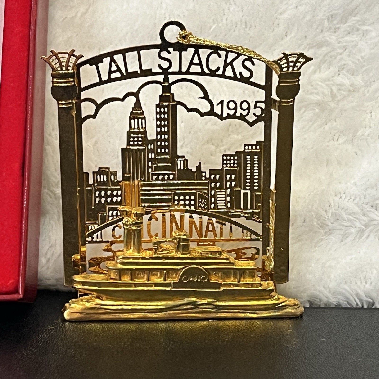 Tall Stacks Riverboat Ornament 1995 Cincinnati Ohio McAlpin\'s 24kt Gold Finish