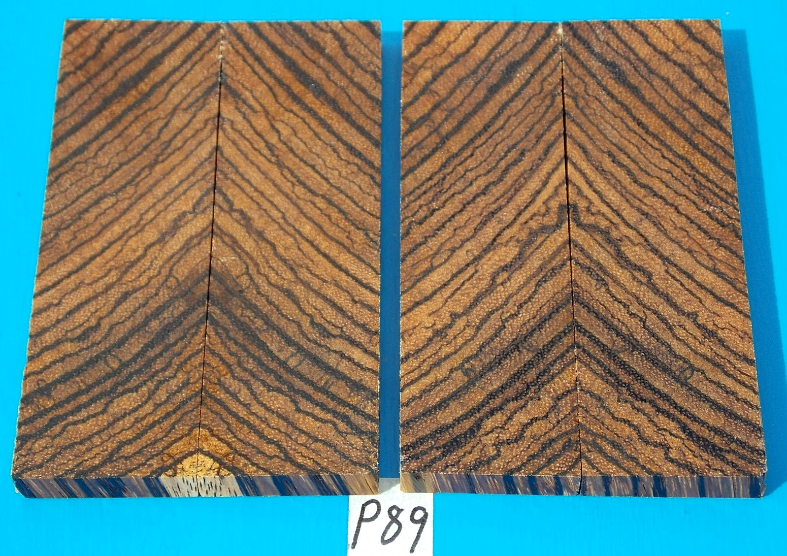 2 PAIRS ZEBRAWOOD KNIFE SCALES~3/8\