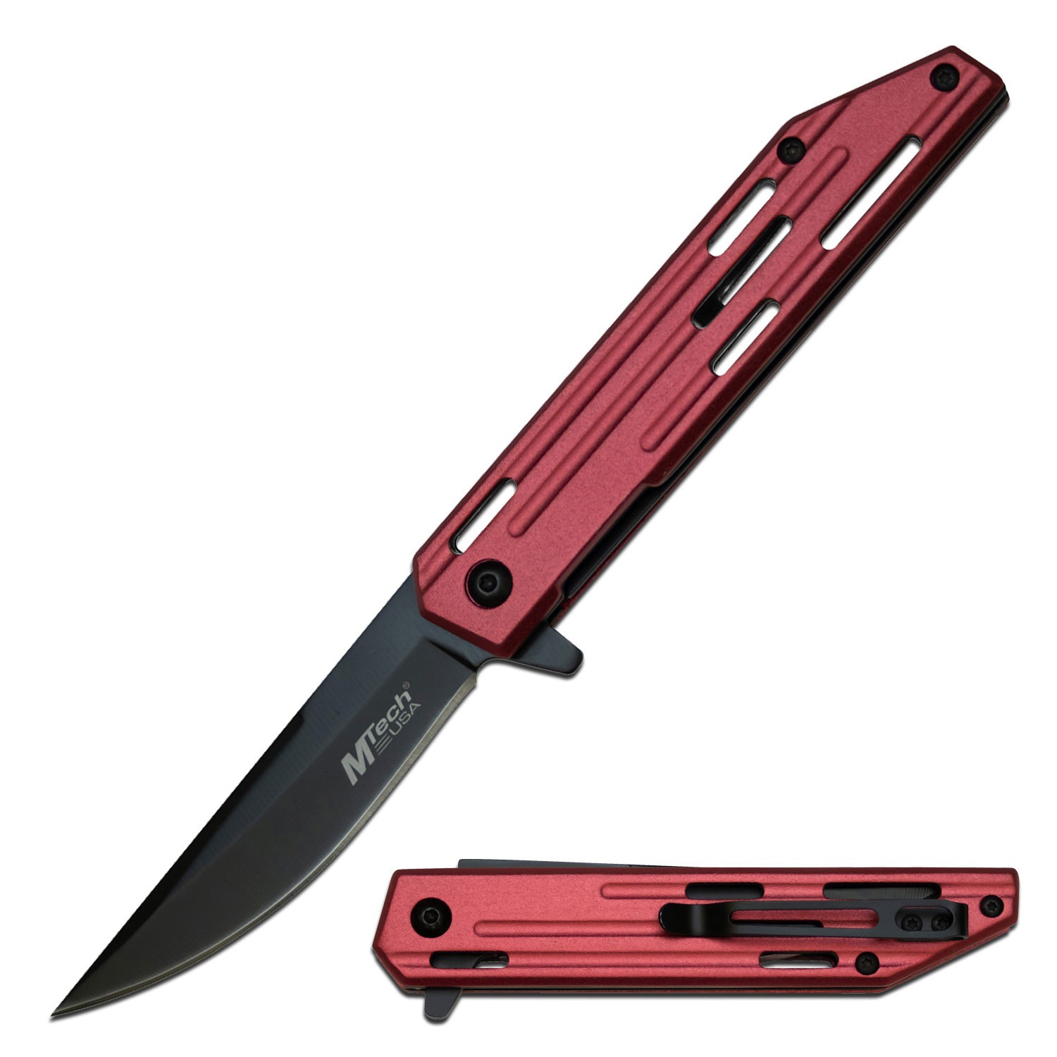 MTech USA Spring Assisted Knife w/ Aluminum Handle & Pocket Clip MTech USA Spring Assisted Knife w/ Aluminum Handle & Pocket Clip