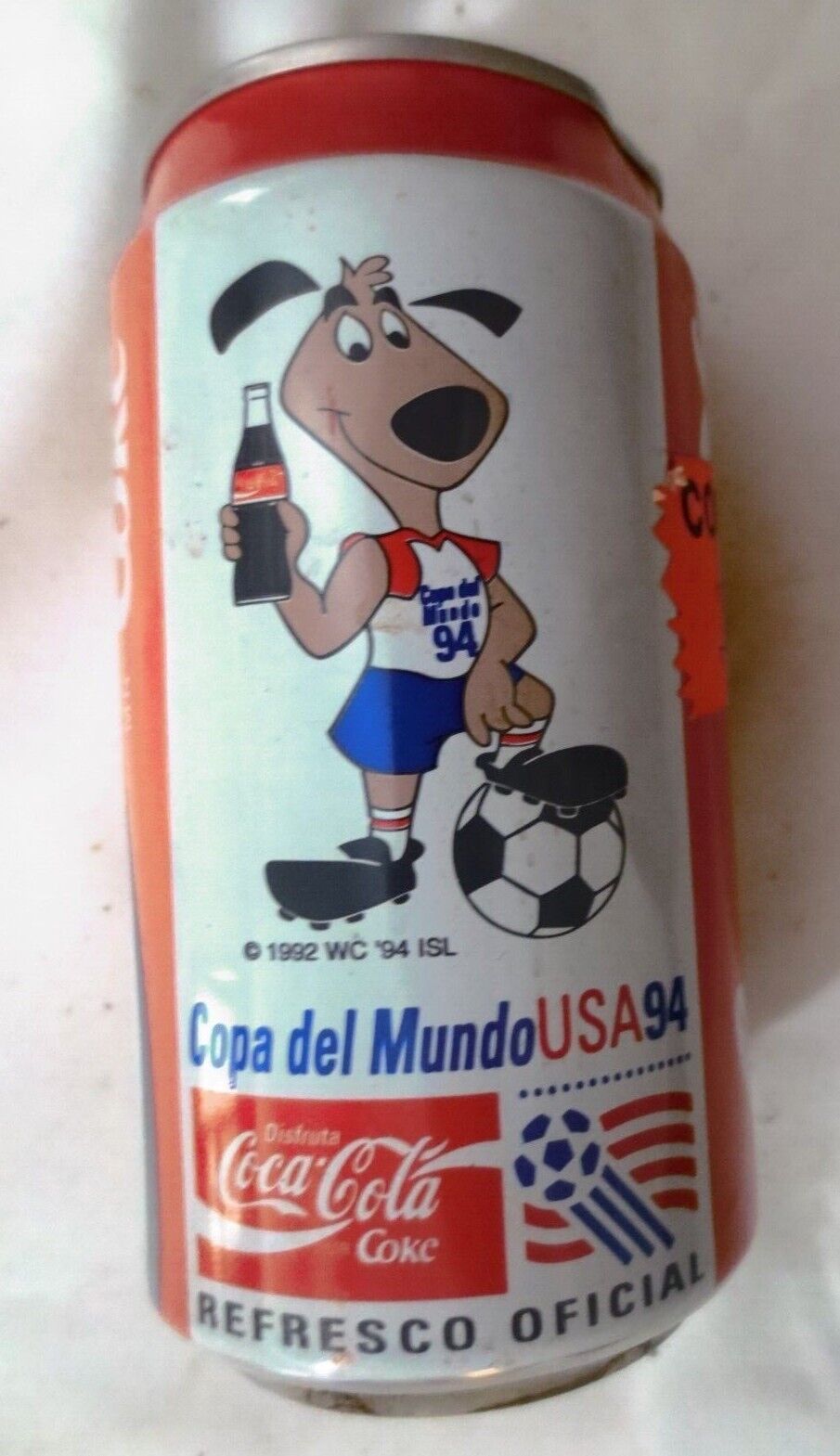 Coca Cola Coke Copa del Mundo USA94 Refresco Official Tab on Empty