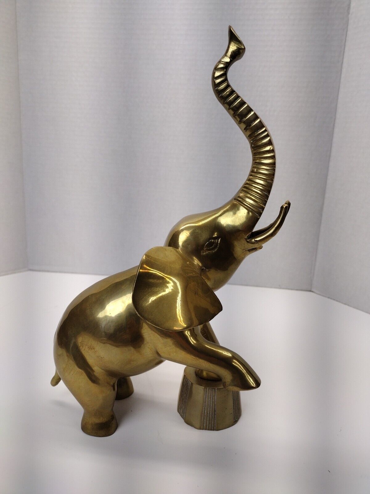 Vintage Brass Circus Elephant Statue African Elephant Trunk Up Good Luck