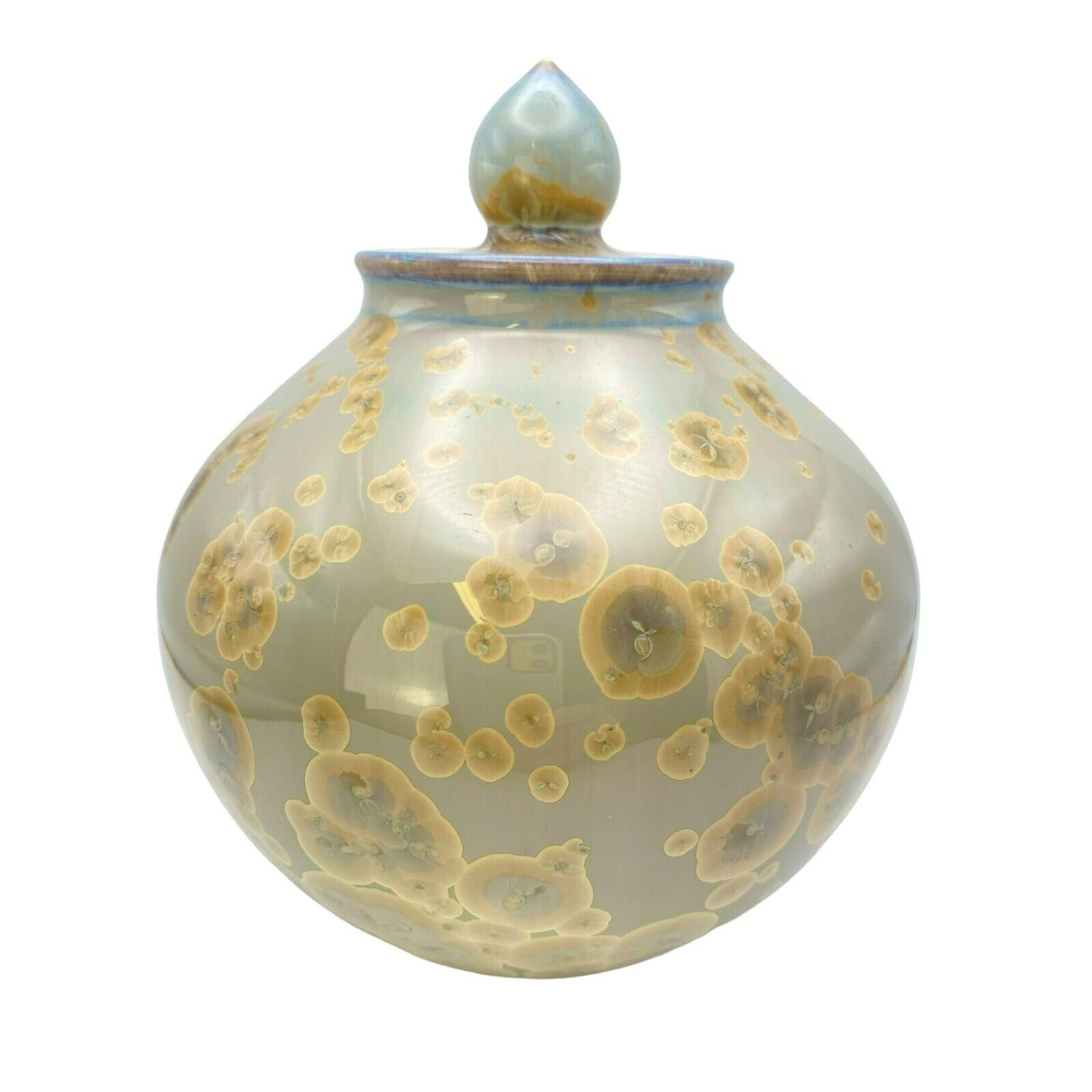 Vintage Brenna Dee McBroom Crystalline Asheville NC Ceramic Pottery Vase Lid Jar