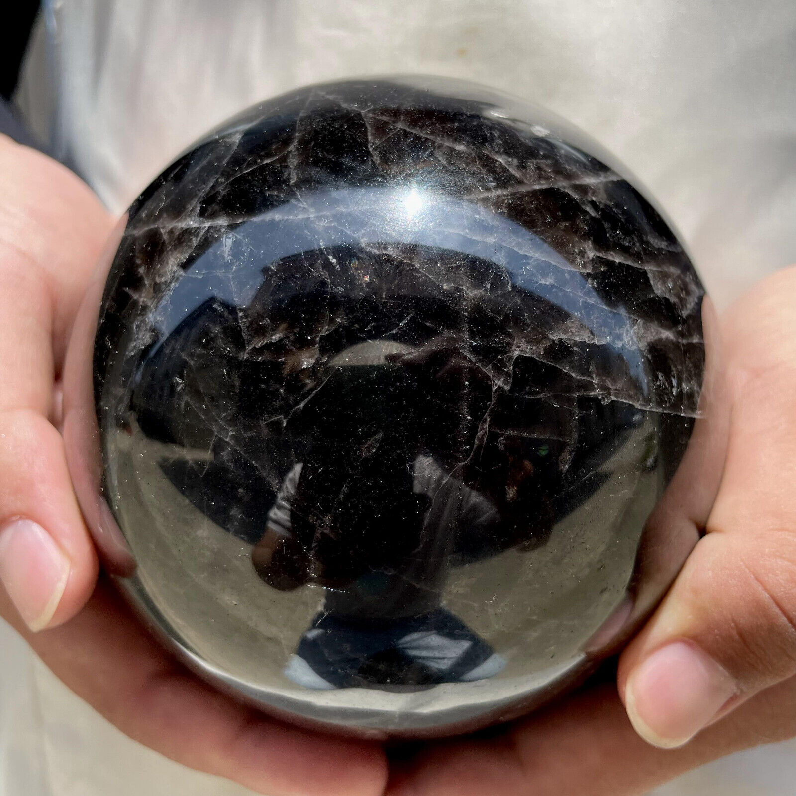 2160g Natural Smoky Quartz Sphere Black Crystal Ball Reiki Energy Healing