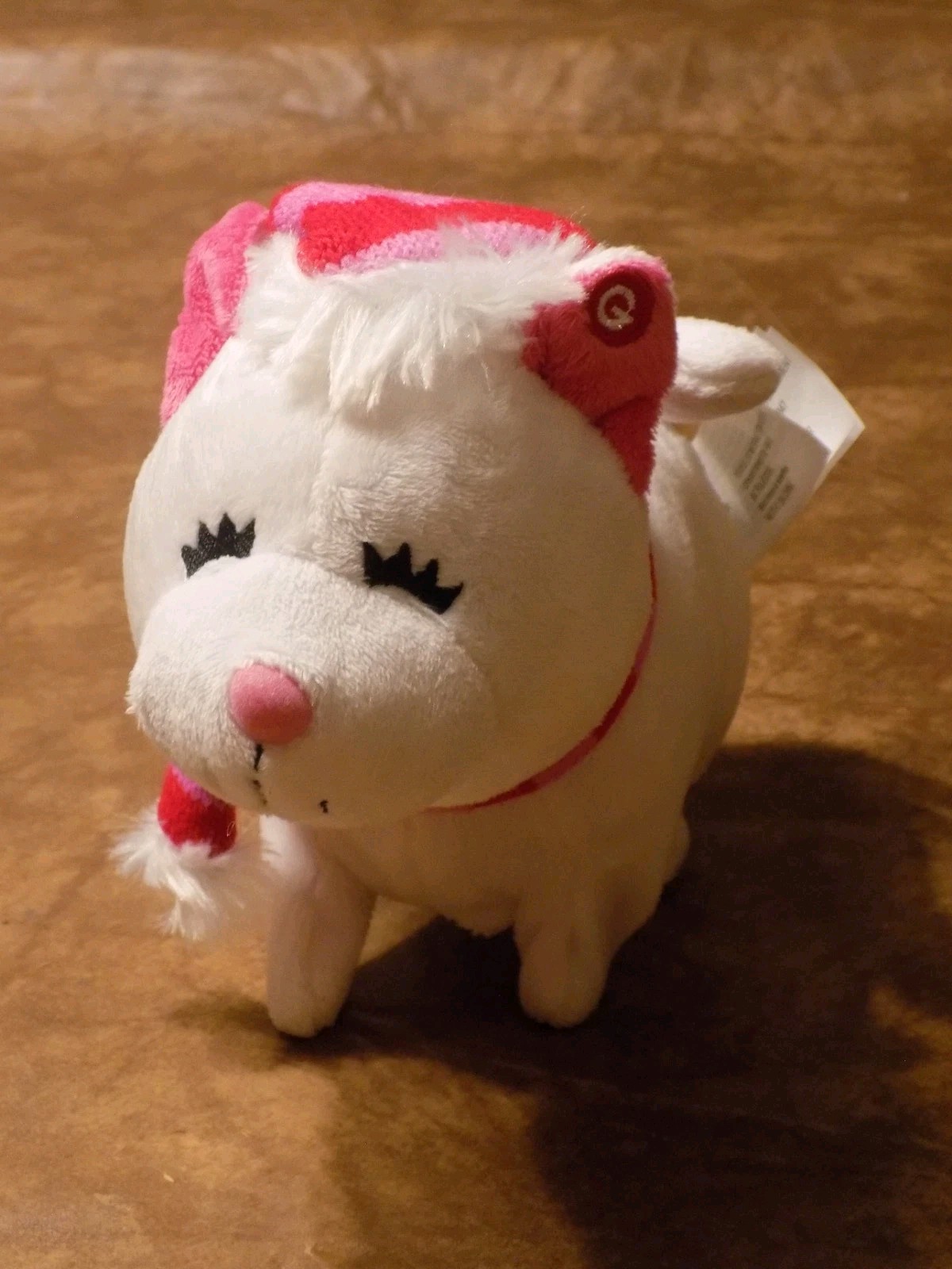 Christmas Animated Gemmy White Kitty Cat Walking Meowing Sings Silver Bells