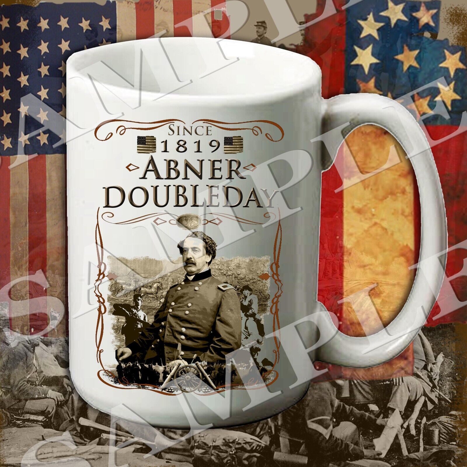 Abner Doubleday Classic Design 15-ounce American Civil War themed coffee mug