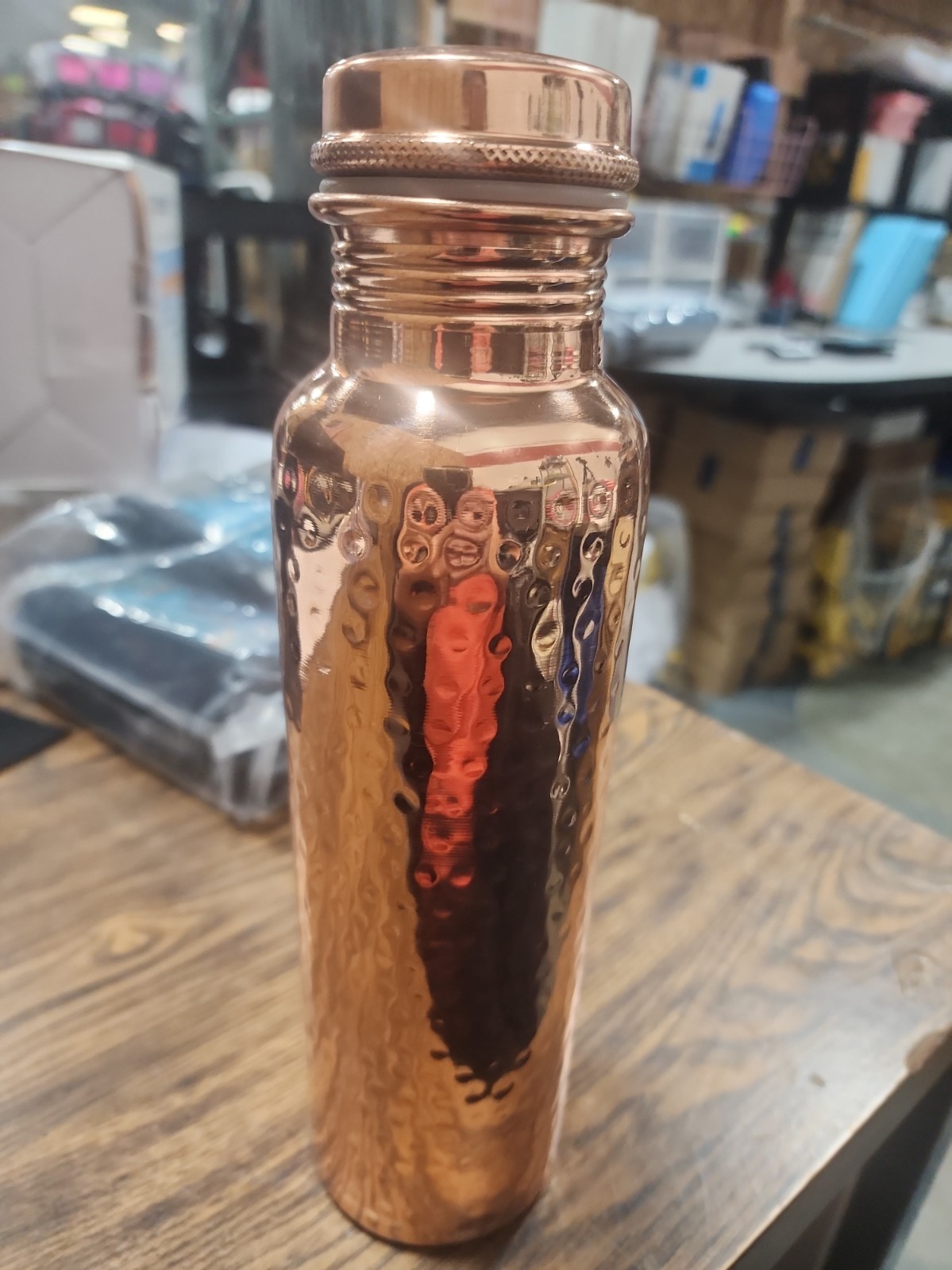 32oz Pure Copper Diamond Bottle Ayurvedic Leak-Proof Gym Yoga Travel Gift
