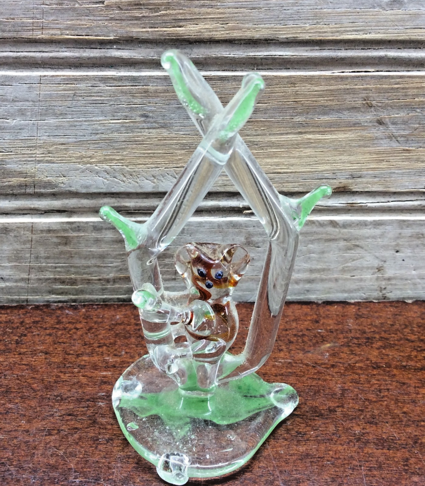 Koala Bear In Tree Figurine Handblown Glass 3.5\