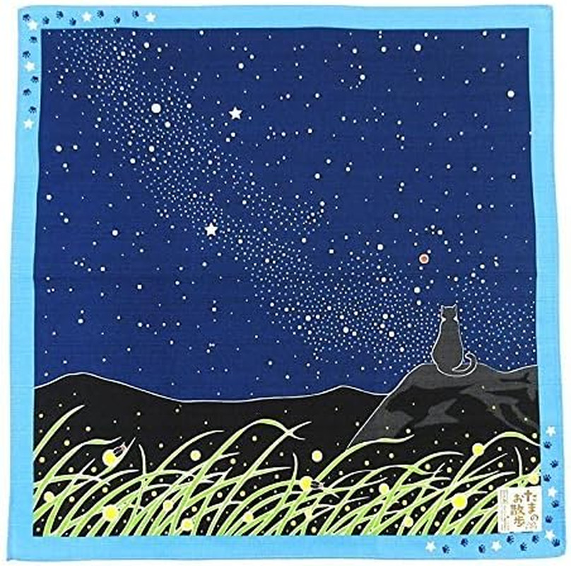 Tamanoosanpo Japanese Wrapping Cloth (Furoshiki) - 19 X 19 Inches - Cat: Milky W