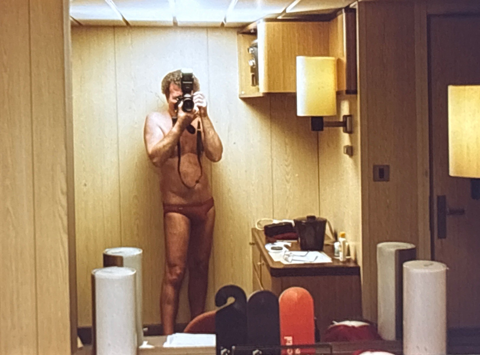 Gay Interest Shirtless Man Mirror Selfie 1982 Orig 35mm Slide Photo H105?