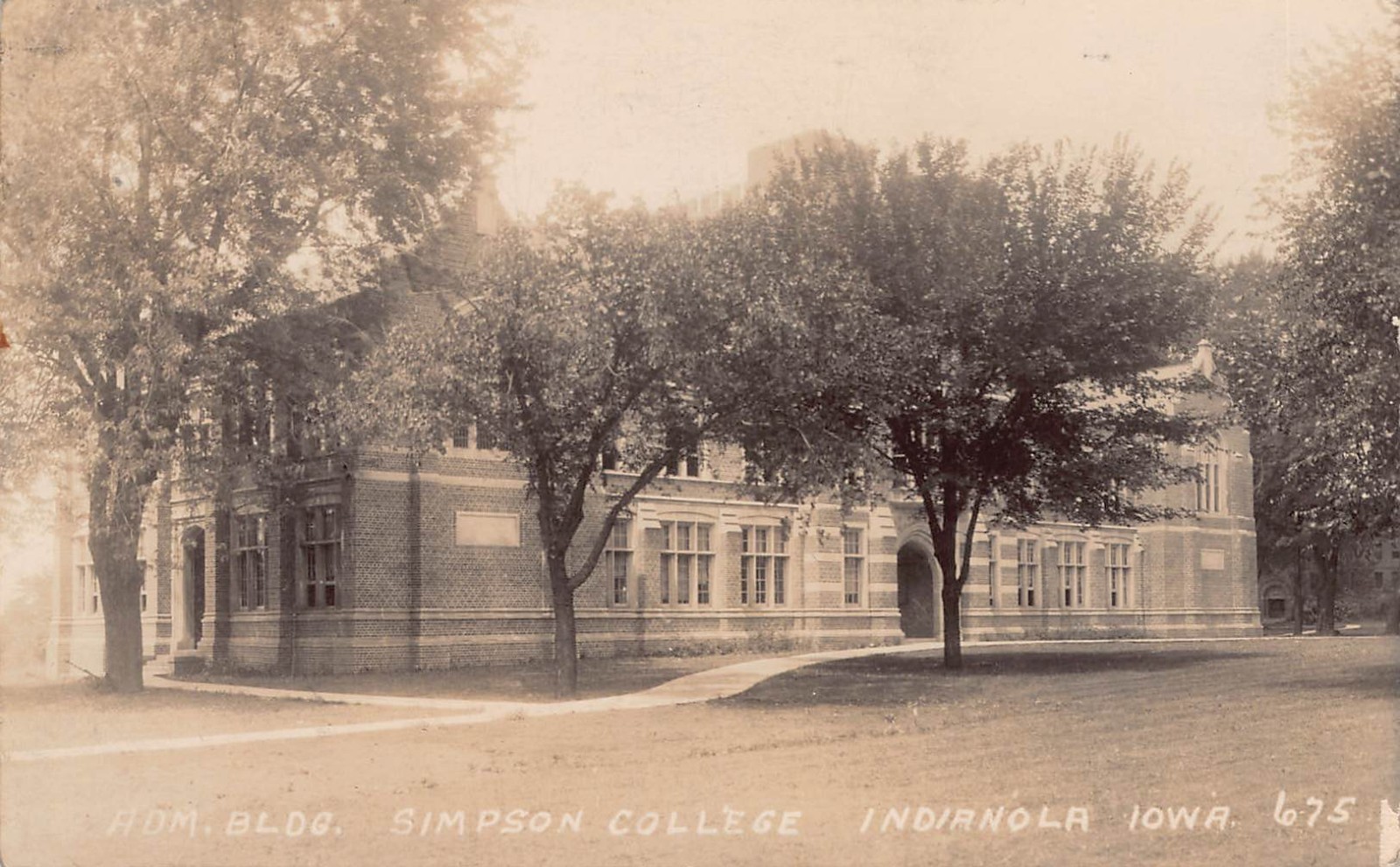 1927 Indianola Iowa Administration Building Simpson College Real Photo RPPC PC