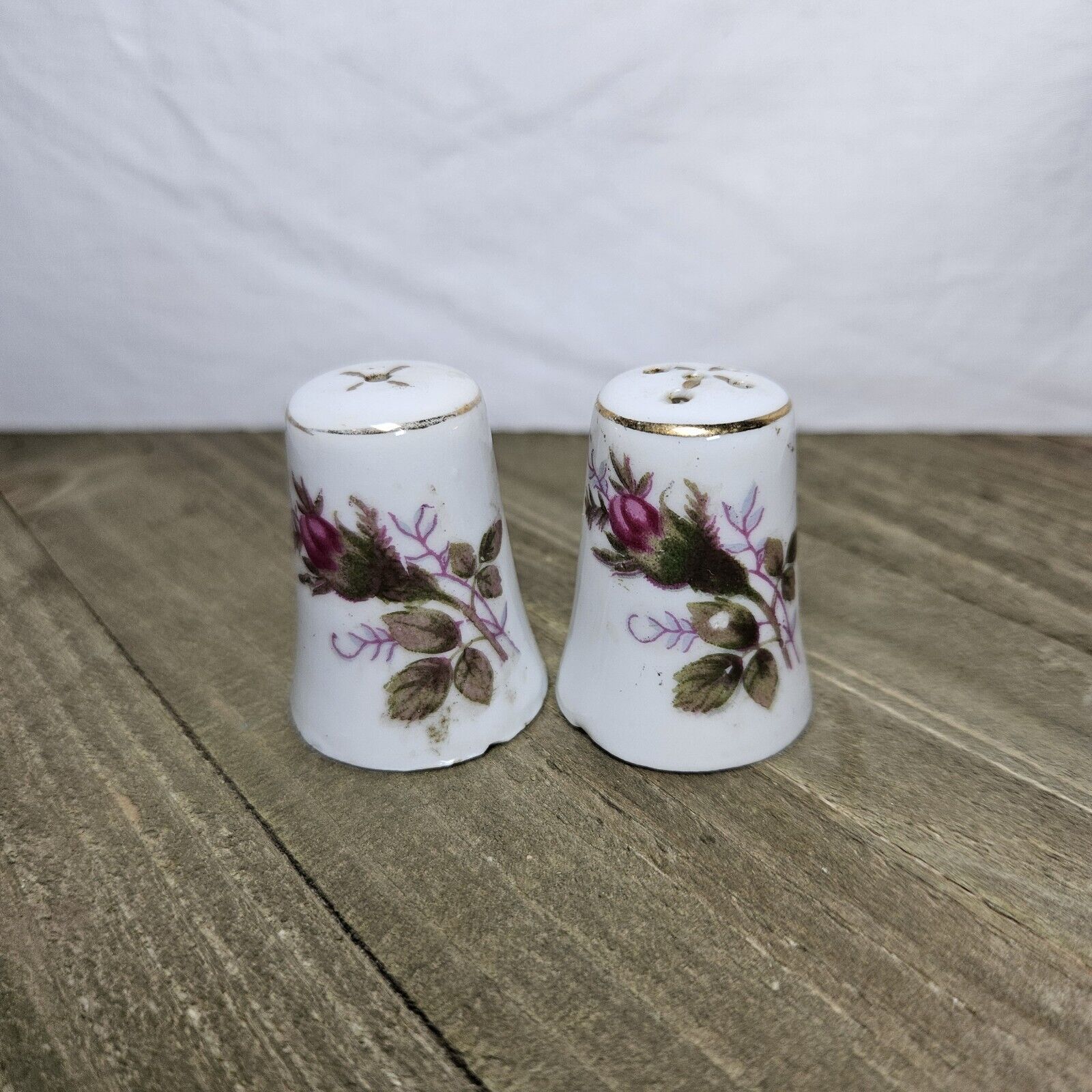 Vintage Salt and Pepper Shakers Flowers Floral From Japan - 1 3/4\