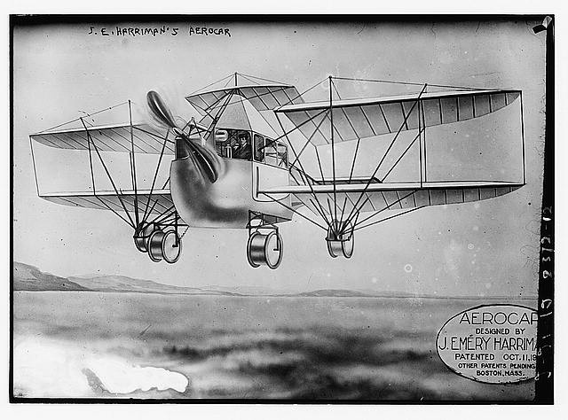 Photo:Boston Mass J.E. Harriman Aerocar 1910 patent drawing airplane