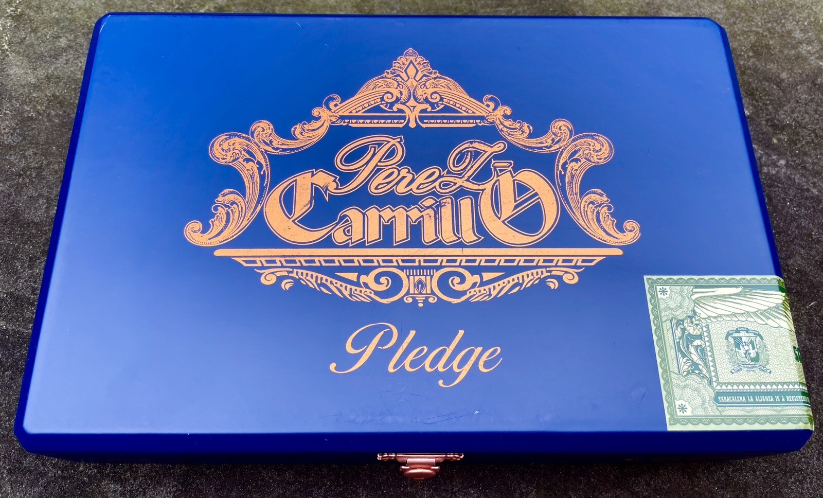 E.P. Carrillo \'The Pledge\' Deep Blue Empty Cigar Box, No Cigars