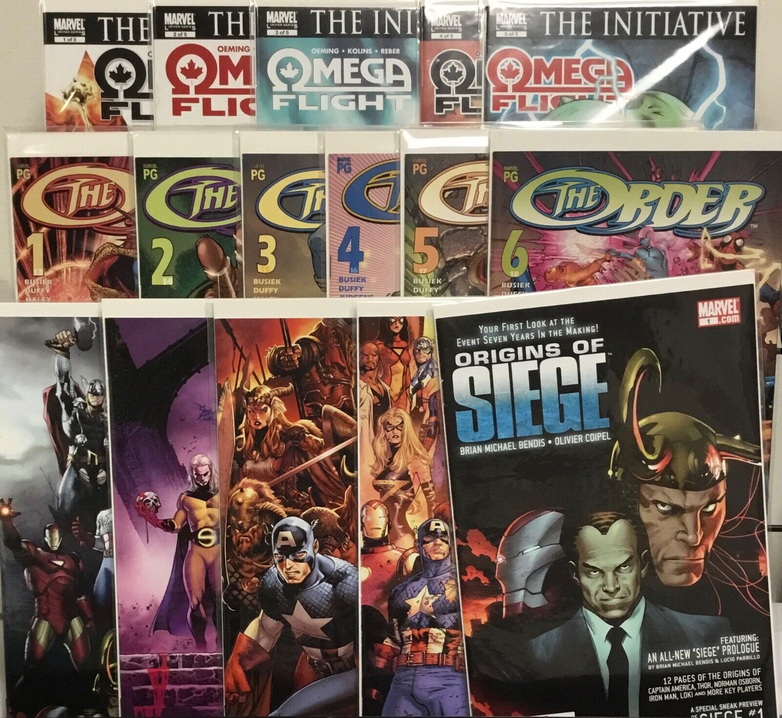 Marvel Comics Omega Flight 1-5, The Order 1-6, Siege 1-5
