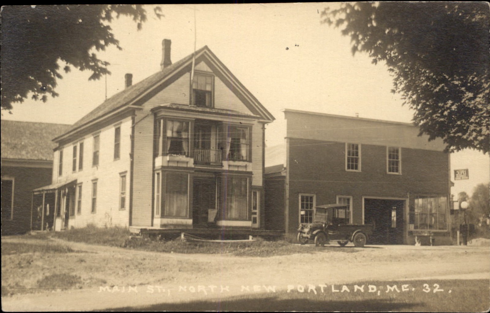 North New Portland ME Gas Pump Store Car c1910s Real Photo Postcard bhn