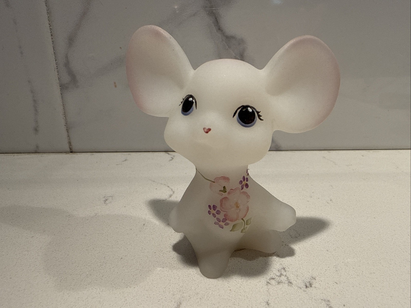 Vintage Fenton 95th Anniversary Hand Painted Floral Mouse Signed M. Nutter 2000