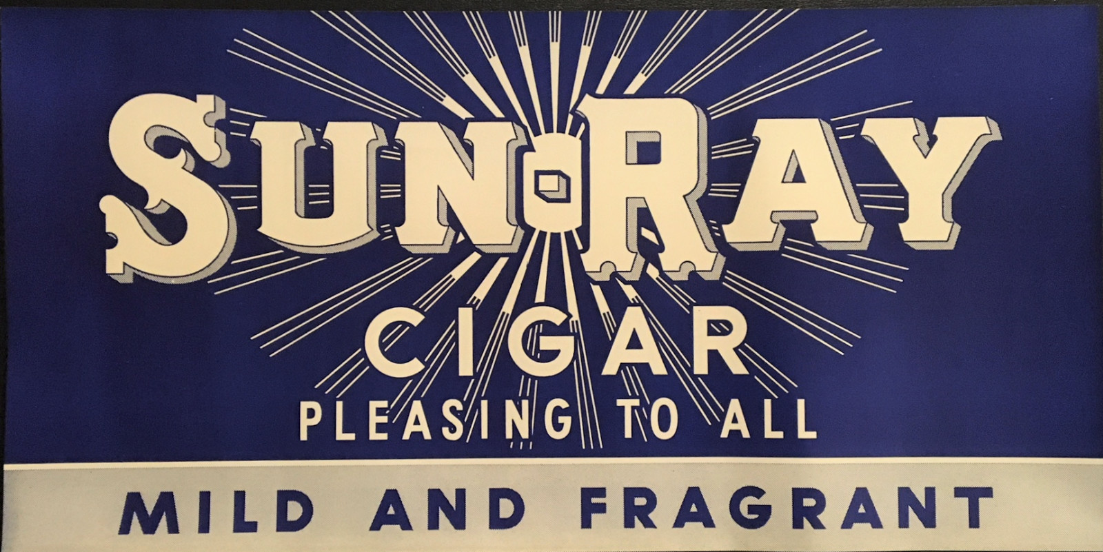 Sun Ray Cigar Vintage 1930s Window Paper Sign Store Advertising Display Tobacco