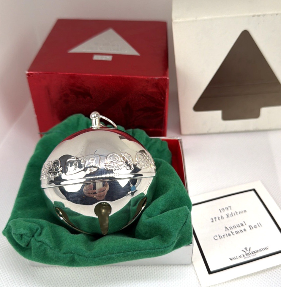 1997 Wallace Silver Plate Sleigh Bell Christmas Ornament