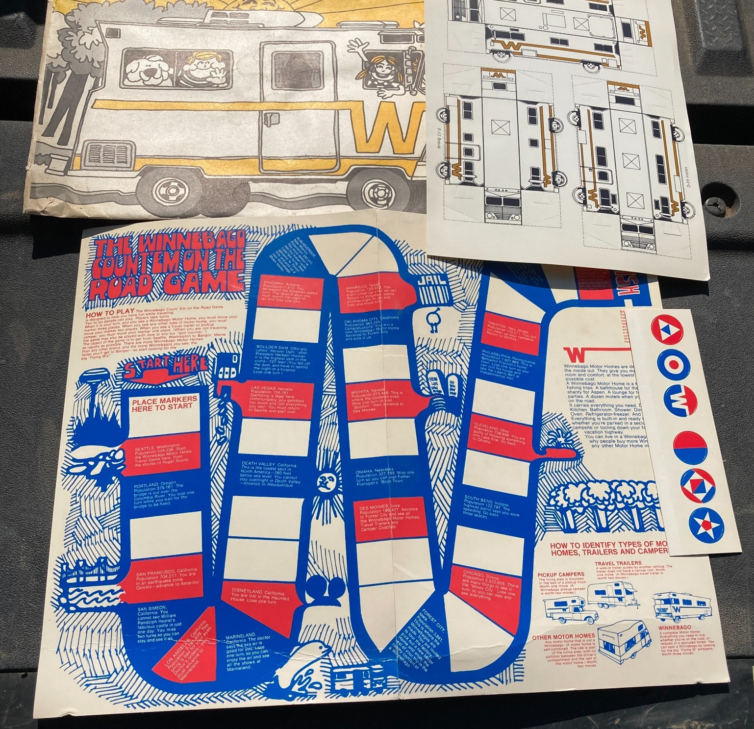 Vintage Rare HTF Winnebago Count Em On The Road Board Game UNUSED DEALER PROMO
