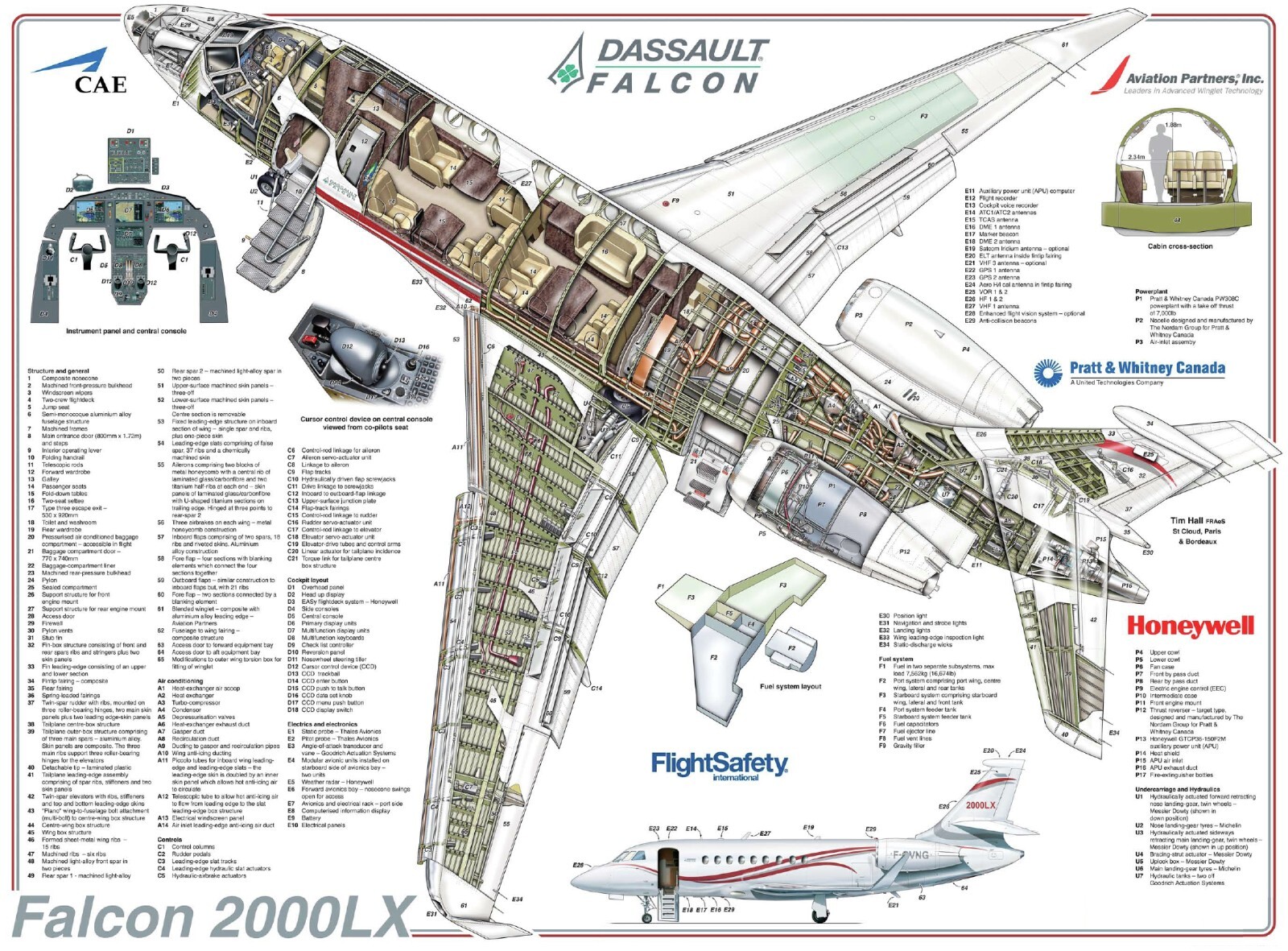 Dassult 2000LX  cutaway Poster 20 x 30 in