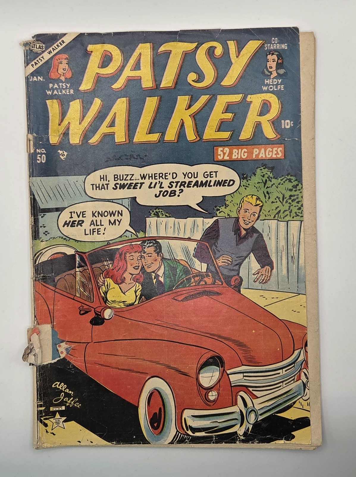 Patsy Walker 50 1954 Atlas Golden Age Comic Al Jaffee Cover Detached Cover Patsy Walker 50 1954 Atlas Golden Age Comic Al Jaffee Cover Detached Cover
