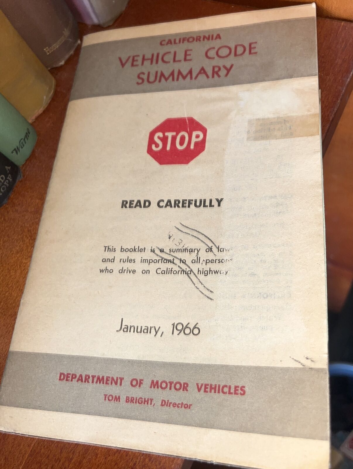1964 CALIFORNIA Vehicle Code Summary Dept. of Motor Vehicles 