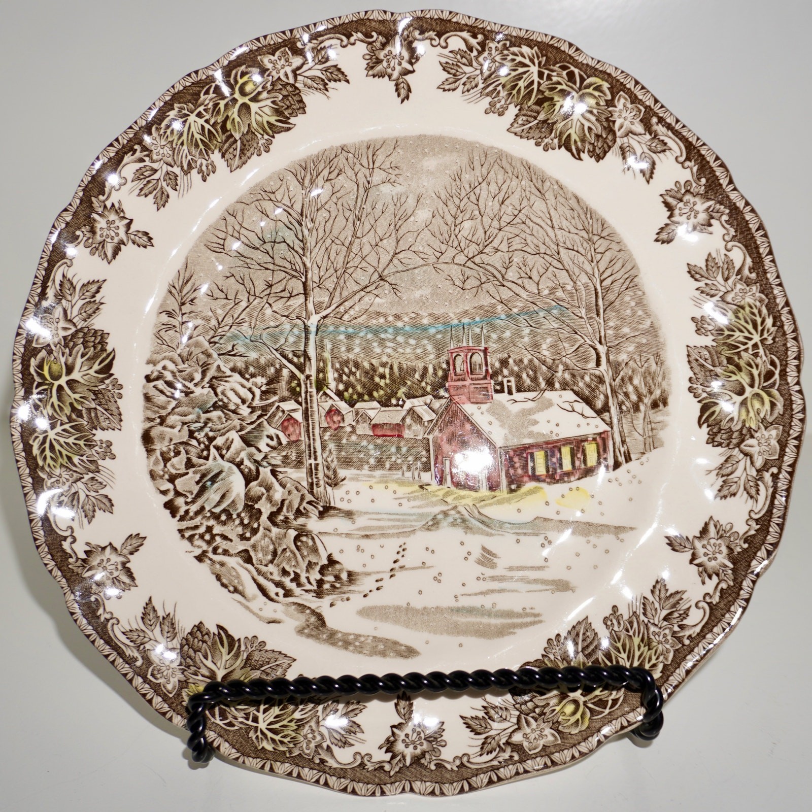 Vtg Johnson Brothers The Friendly Village Dinner Plates School House (Set of r4)