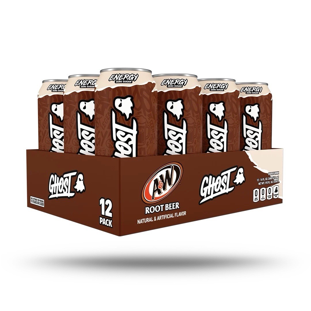 GHOST Energy Drink A&W Root Beer Zero Sugar Energy Drink 12 oz 12 Pack