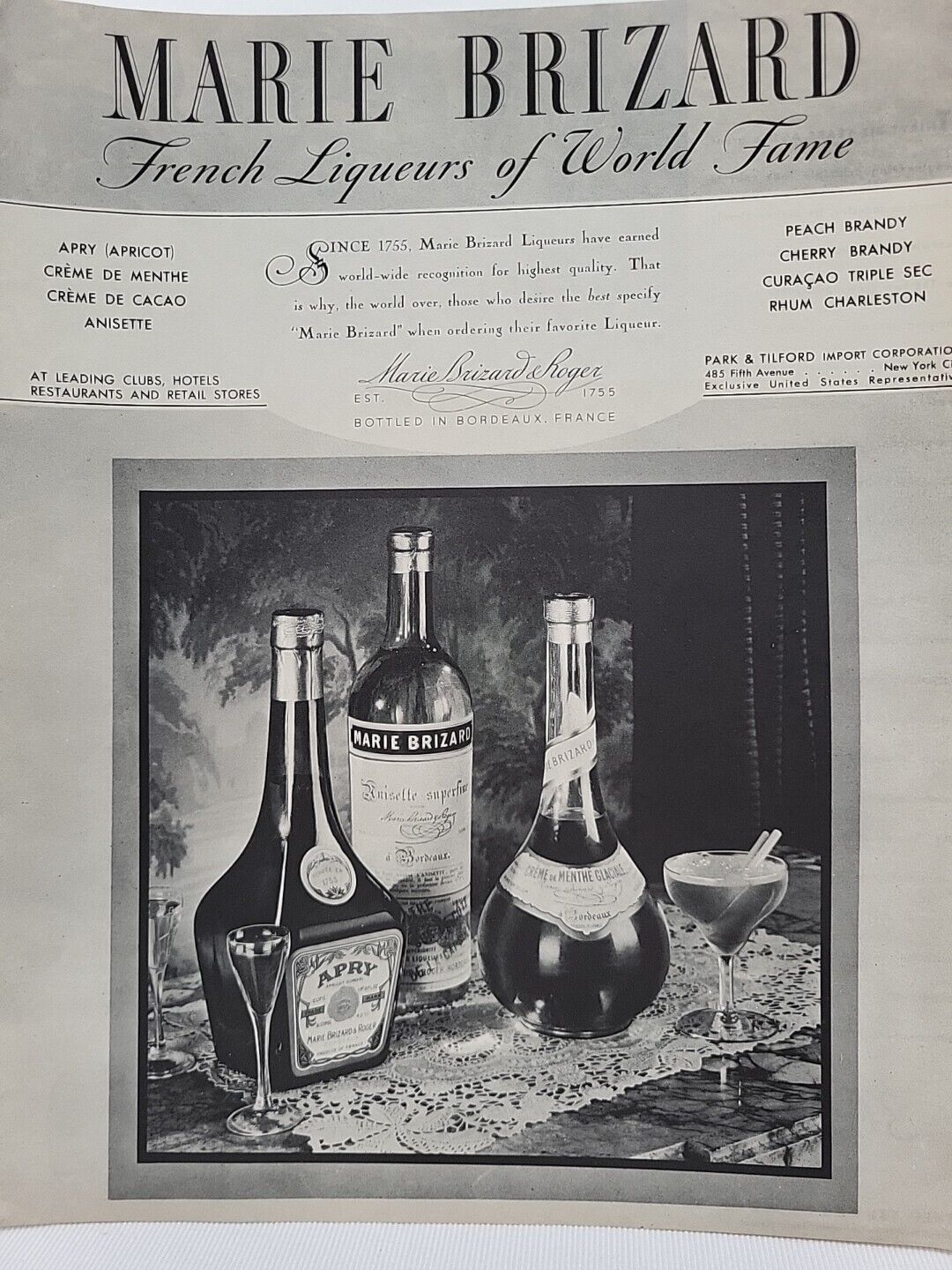 1934 Marie Brizard French Liqueurs Fortune Magazine Print Advertising APRY