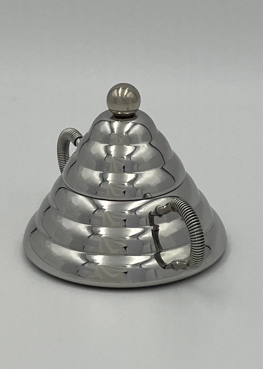  Vintage 1980s Stella Collection Archimede Stainless Sugar Bowl Italy Postmodern